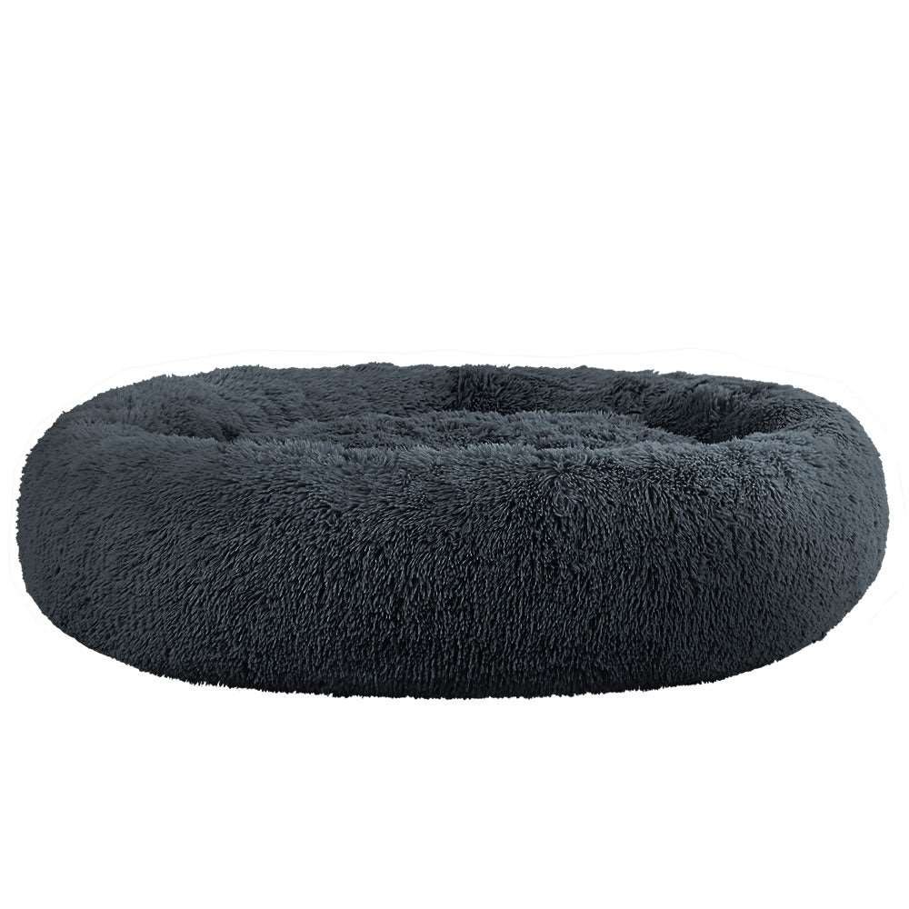 dark grey round pet bed, 110 cm size XL