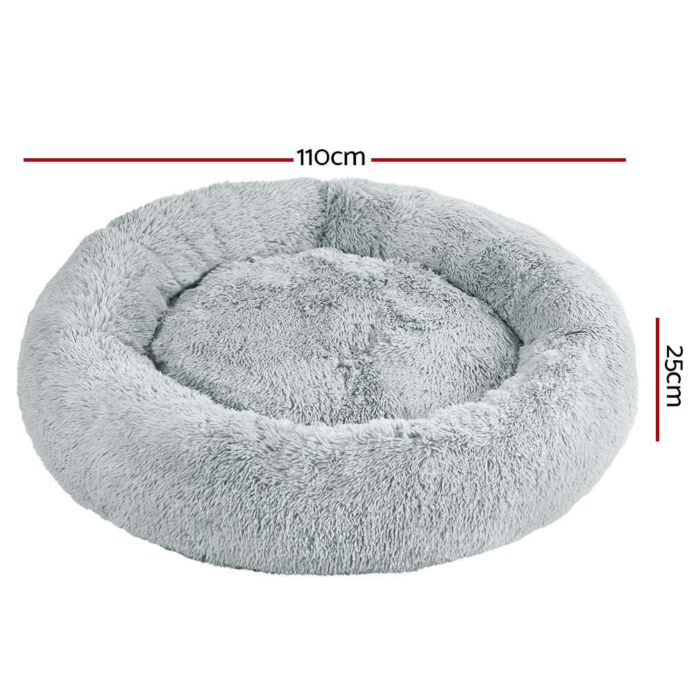 i.Pet Calming Pet Bed Extra Large 110cm Light Grey