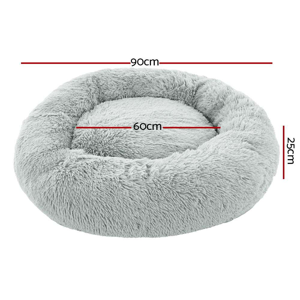 i.Pet Calming Pet Bed Large 90cm Light Grey