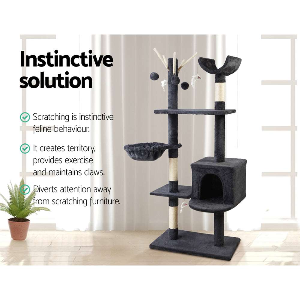 i.Pet Cat Scratching Tree 140cm Dark Grey