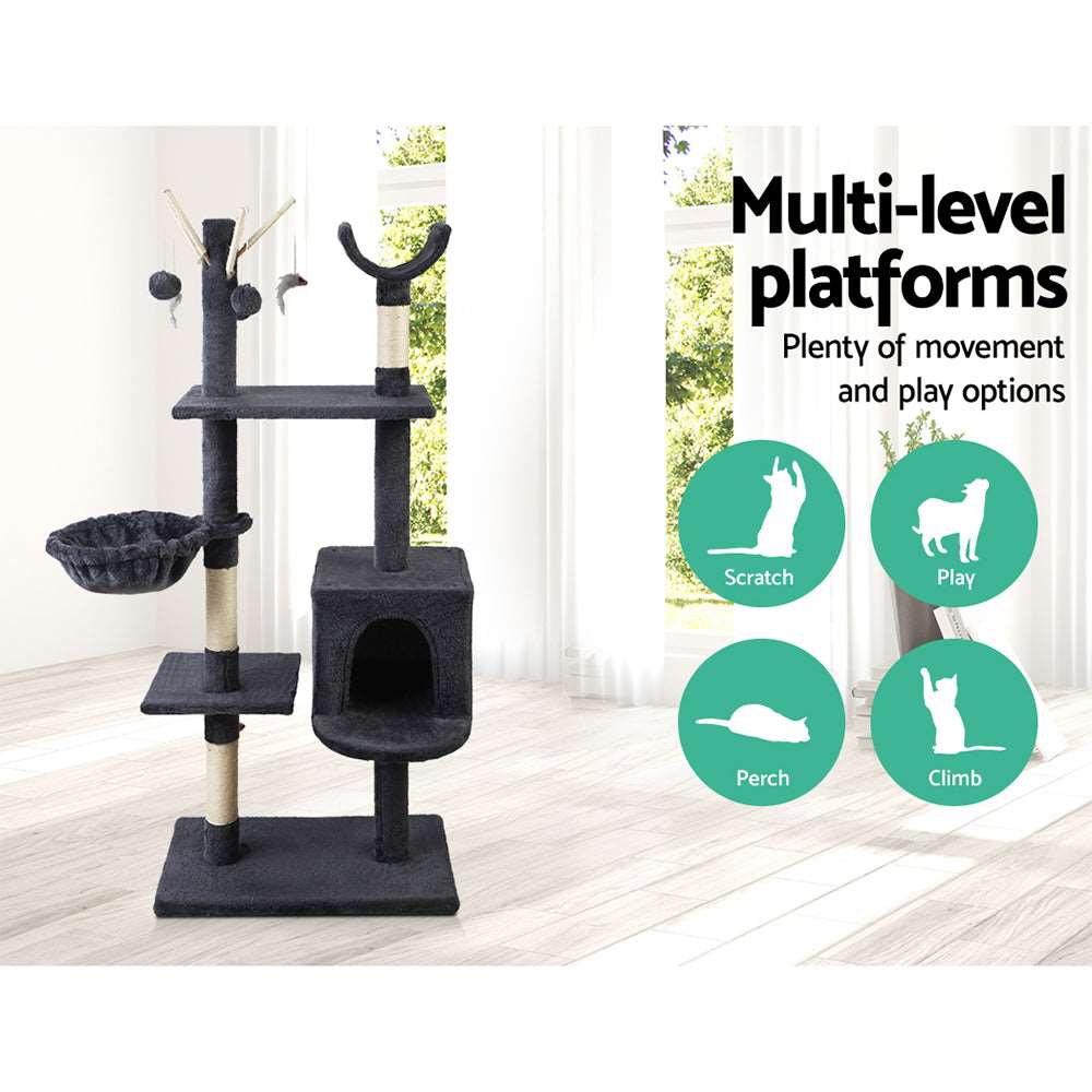 i.Pet Cat Scratching Tree 140cm Dark Grey