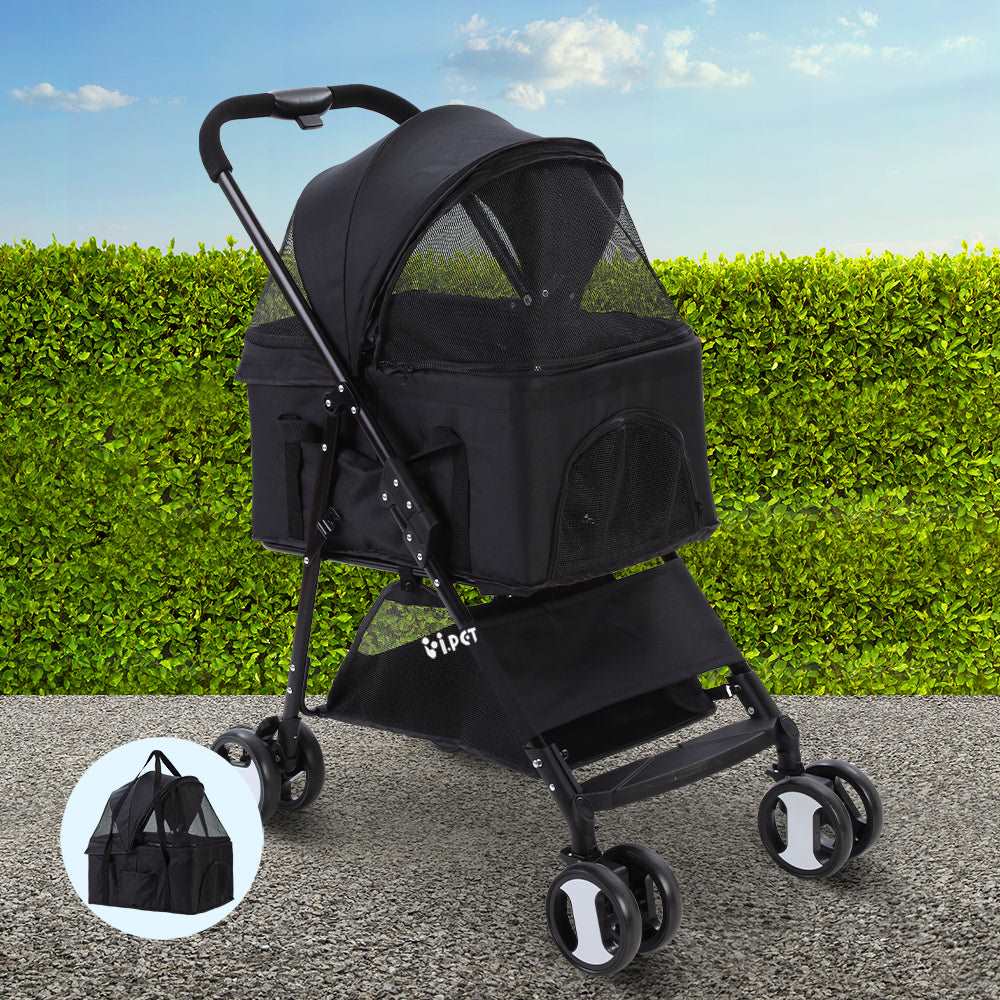 i.Pet Foldable Pet Stroller Black