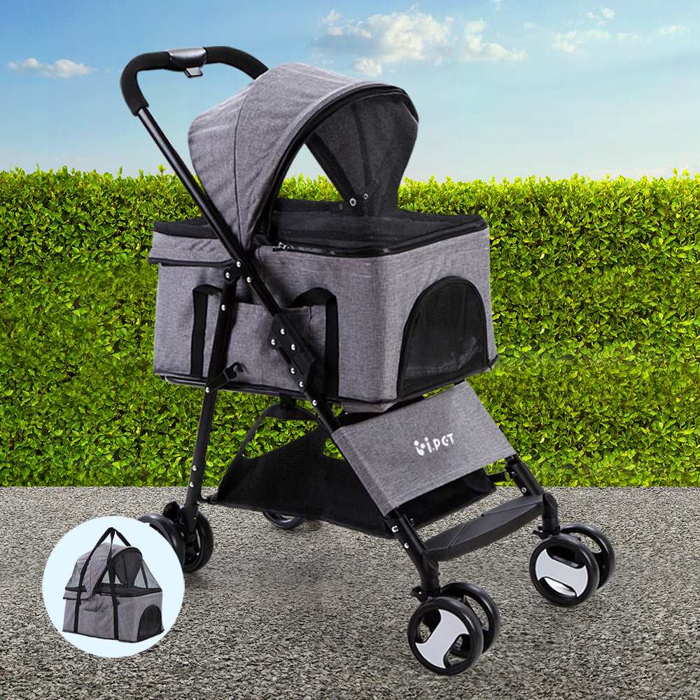 i.Pet Foldable Pet Stroller Grey