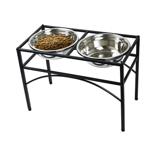 raised off the ground pet bowls in stainless steel (2) with black frame