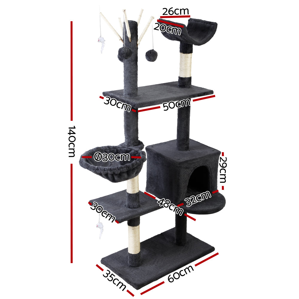 i.Pet Cat Scratching Tree 140cm Dark Grey