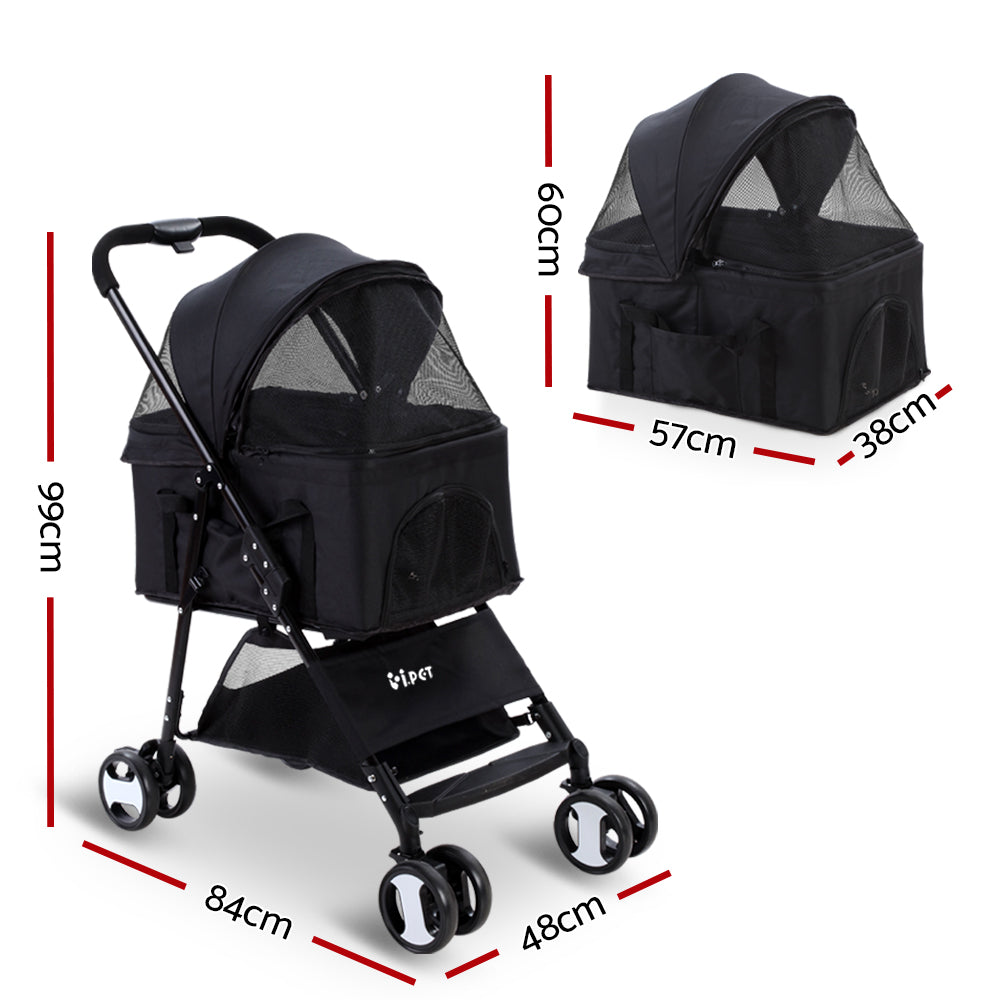 i.Pet Foldable Pet Stroller Black