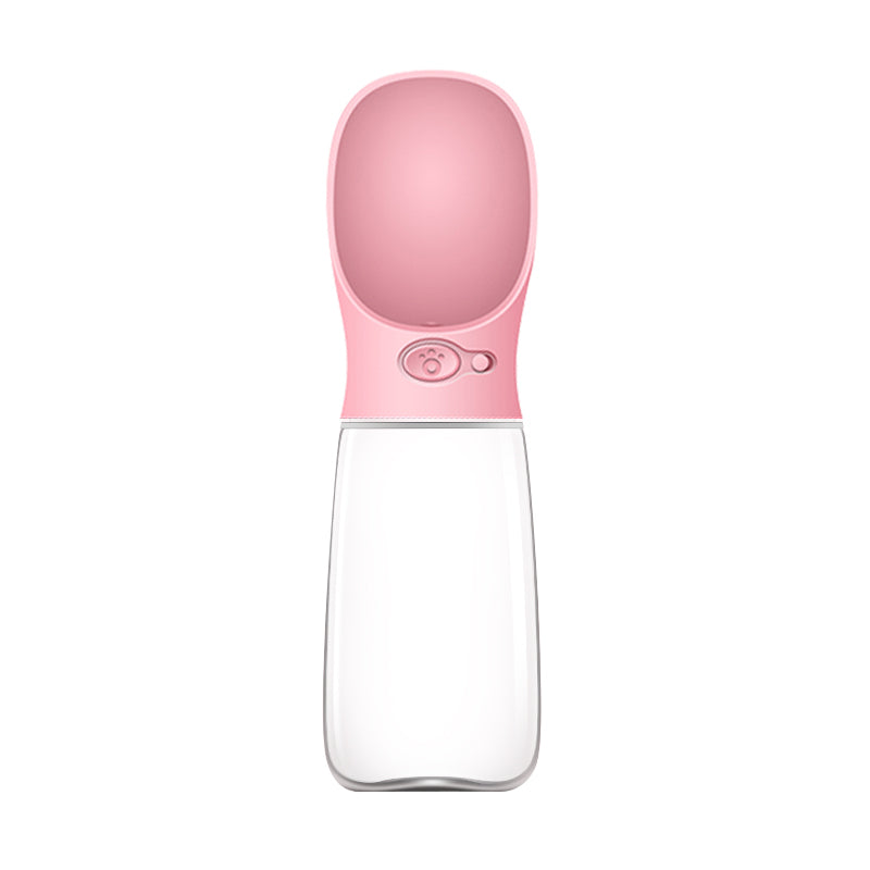 Portable pet water bottle with pink lid 550ml capacity